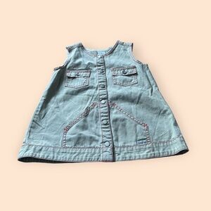 Vintage Toddler Girl Calvin Klein Khaki Tank Dress Jumper With Red Stitching 4T